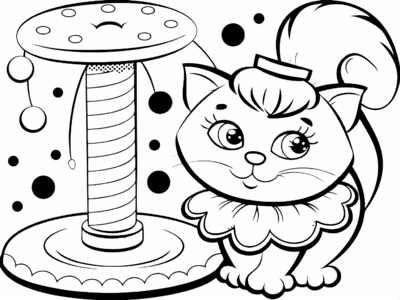 Cat With Scratch Pole
