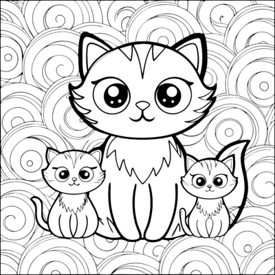 Cat With 2 Kittens