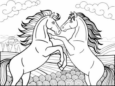 Fighting Horses 01