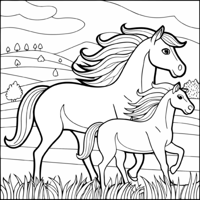 Horse With A Foal 01