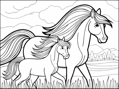 Horse With A Foal 02
