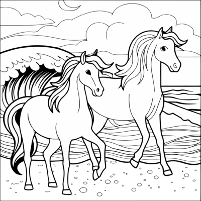 Horse On The Beach 01