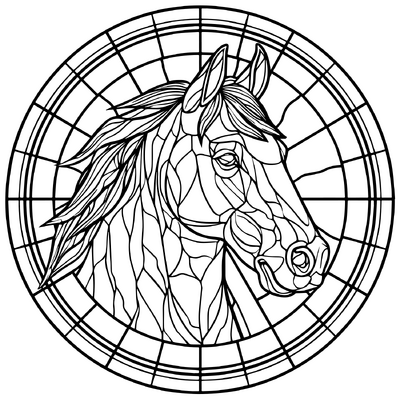 Horse Head On Stained Glass
