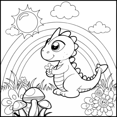 Cute Dragon In Garden