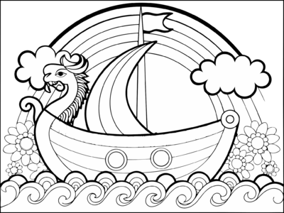 Viking Ship With Dragon