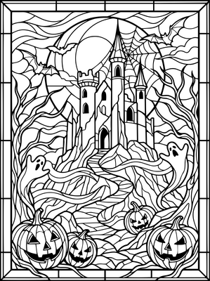 Halloween Castle Stained Glas
