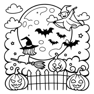 Halloween Witch On A Broomstick