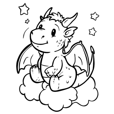 Cute Dragon On Cloud 01