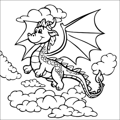 Cute Dragon On Cloud 02