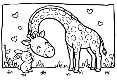Rabbit And Giraffe Love