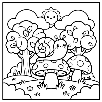 Mushroom With Cute Snail