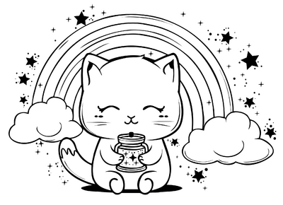 Cat And Rainblow