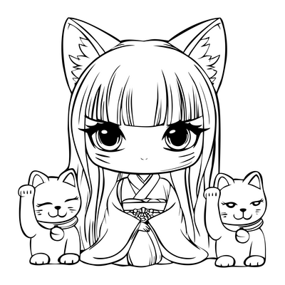Girl And Kittens