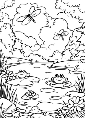 River And Frogs
