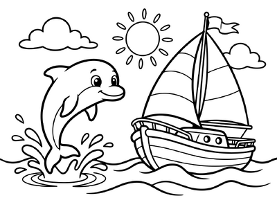 Dolphin And Sailboat