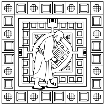 Tibetan Square Mandala Monk