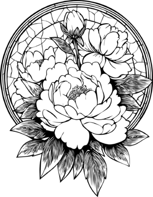 Flowers Stained Glass Circle