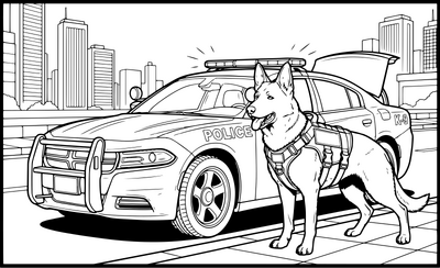 Police Car With K9 Police Dog