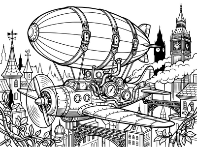 Steampunk Zeppelin Plane